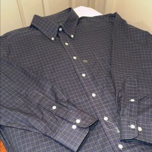 Spring New Casual Vacation Ready Dk Plaid Button Down Shirt  17.5 Neck 32/33 Arm